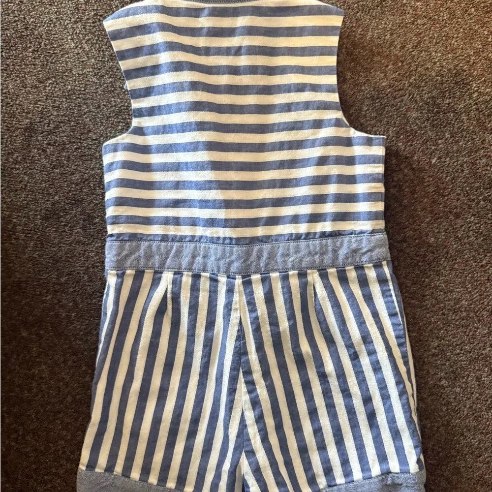 Janie and Jack Blue and White Striped Sleeveless Romper - Picture 4 of 4